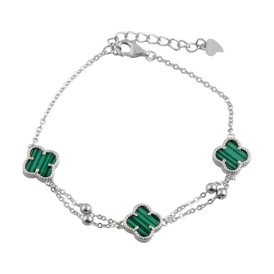 Silver bracelet with malachite