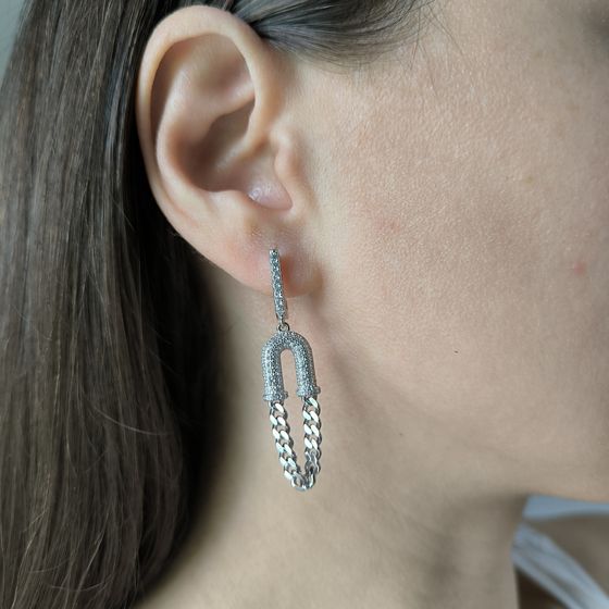 Silver Earrings with Fianites