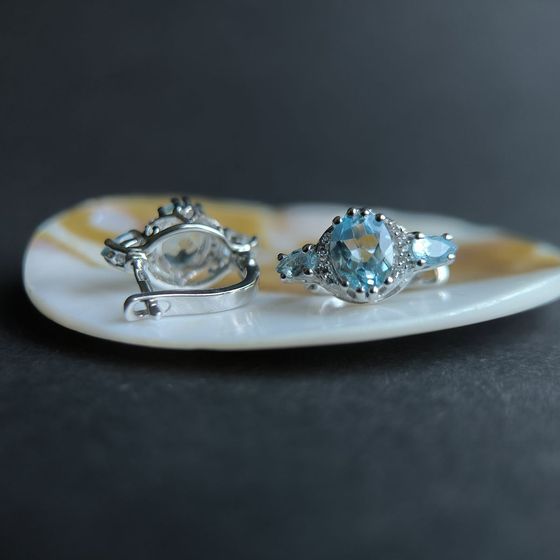 Срібні сережки з топазом 4.108ct
