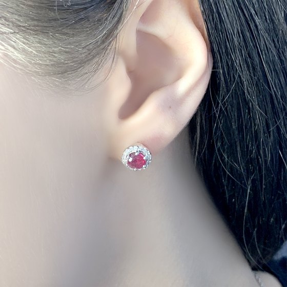Серебряные серьги с рубином 1.733ct