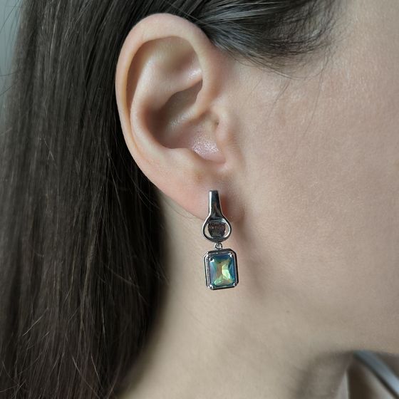 Silver earrings with mystic topaz 3.175ct