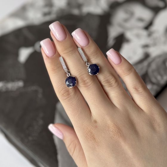 Серебряные серьги с сапфиром 8.185ct