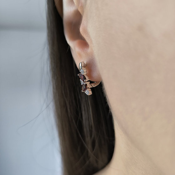 Серебряные серьги с гранатом 1.908ct