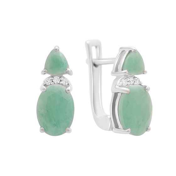 Серебряные серьги с изумрудом 2.921ct