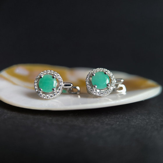 Серебряные серьги с изумрудом 2.028ct