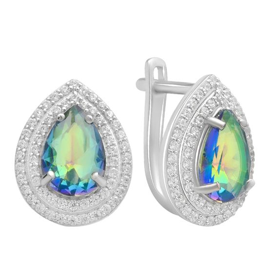 Silver earrings with mystic topaz, 3.726 ct