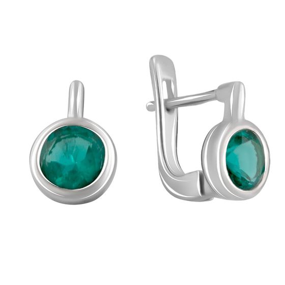 Silver earrings with a 1.225-carat nano emerald
