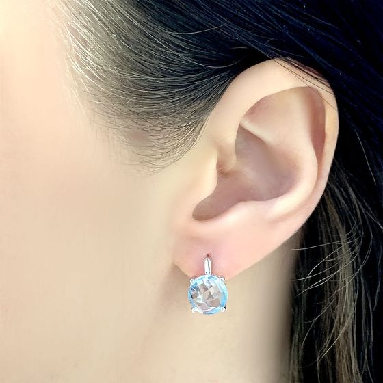 Silver Earrings with a 6.23-carat Topaz