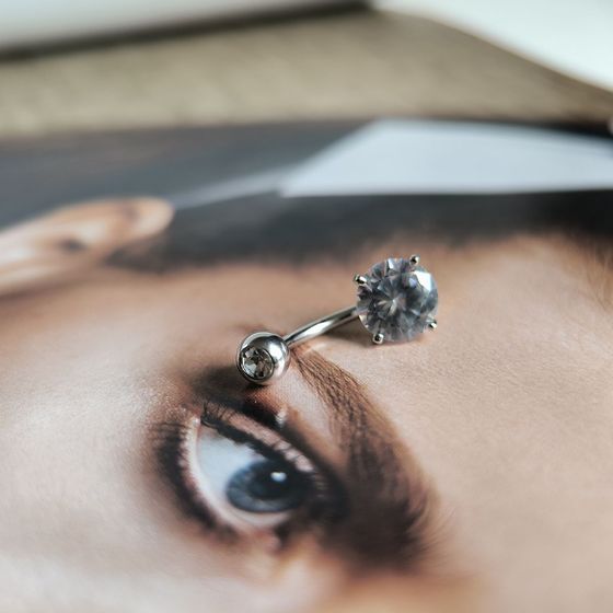 Серебряный пирсинг с фианитами