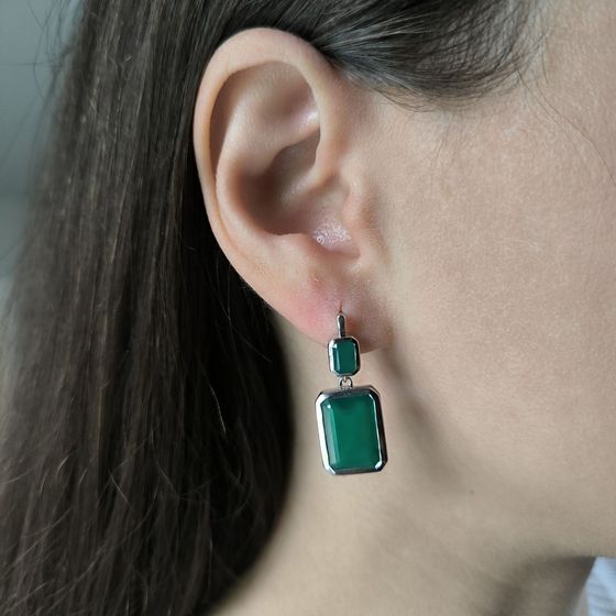 Серебряные серьги с агатом 13.205ct