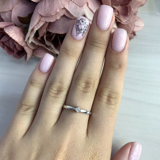 Золота каблучка з діамантом 0.08ct