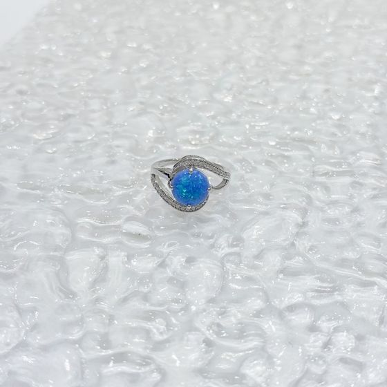 Срібна каблучка з опалом 1.94ct, фіанітами