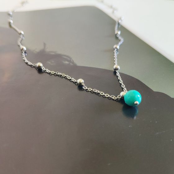 Silver necklace with turquoise
