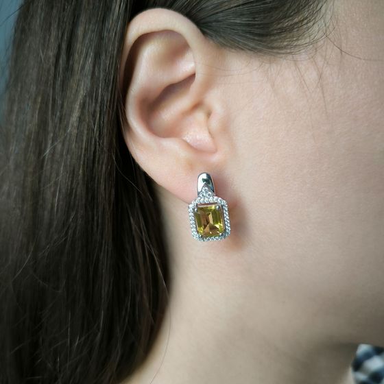 Срібні сережки з цитрином nano