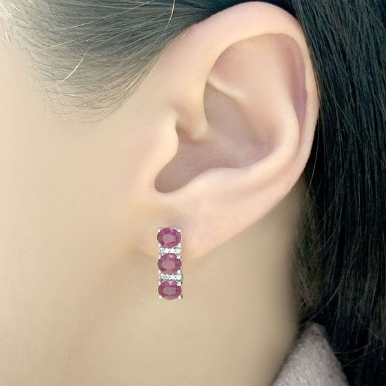 Серебряные серьги с рубином 3.269ct
