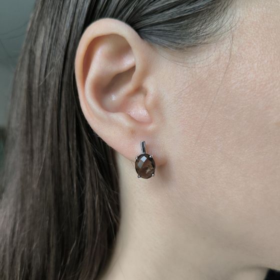 Серебряные серьги с раухтопазом (дымчатым кварцем) 4.935ct