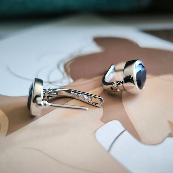 Серебряные серьги с сапфиром 6.438ct