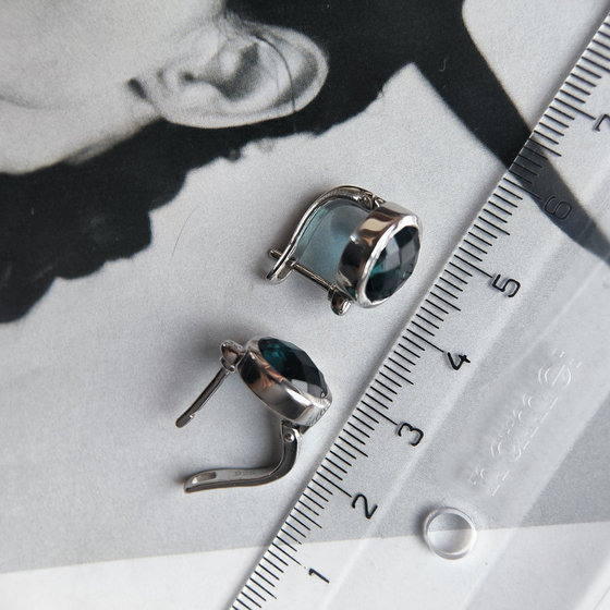 Серебряные серьги с топазом Лондон Блю 4.418ct