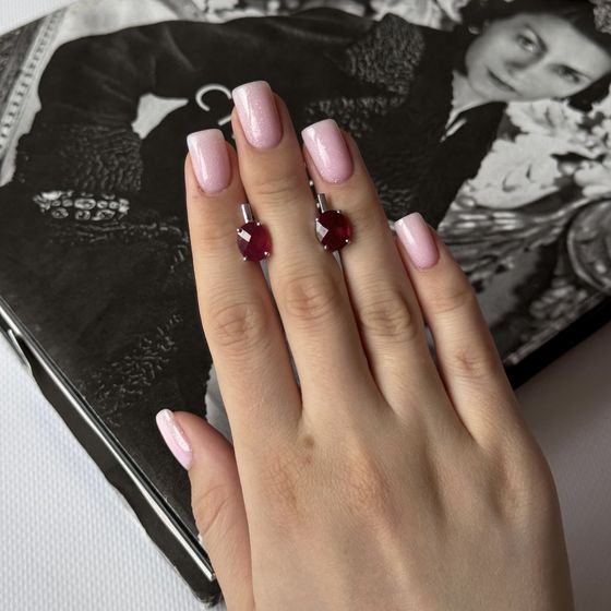 Серебряные серьги с рубином 6.458ct