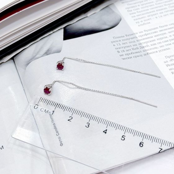Срібні сережки з рубіном 0.797ct