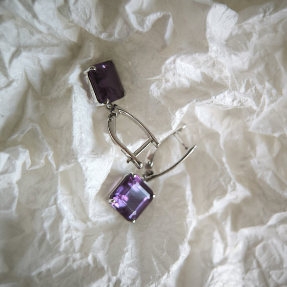 Silver Earrings with Alexandrite (12.55 ct)