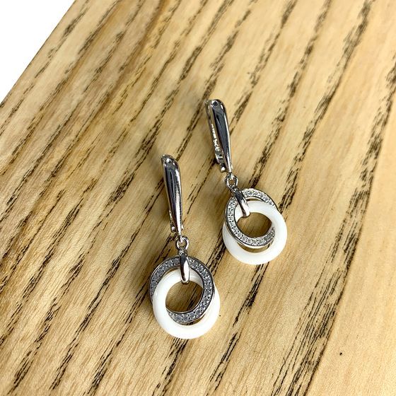 Silver earrings with ceramics