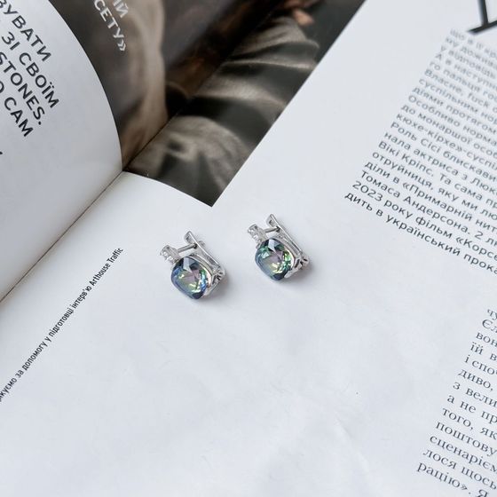 Серебряные серьги с мистик топазом 4.543ct