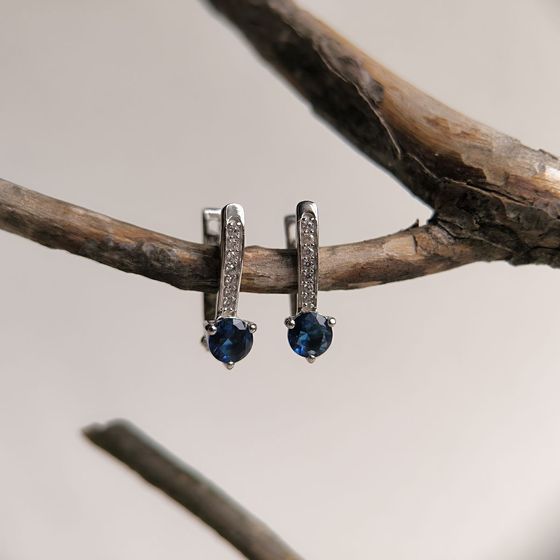 Срібні сережки із сапфіром nano 2.917ct