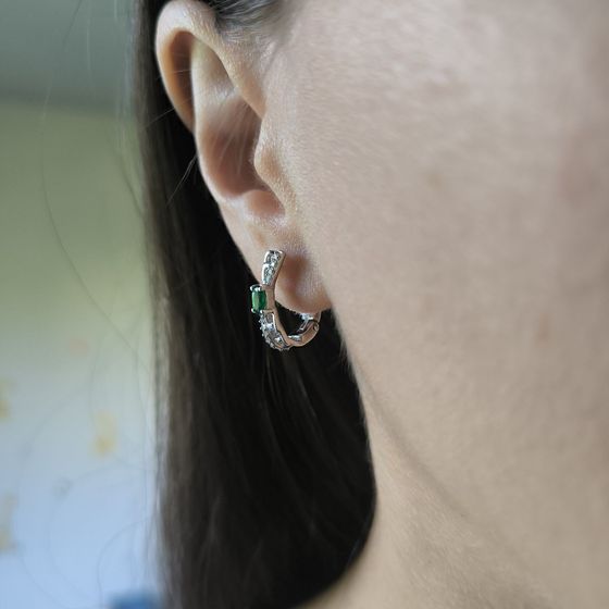 Silver earrings with emerald nano 0.638ct