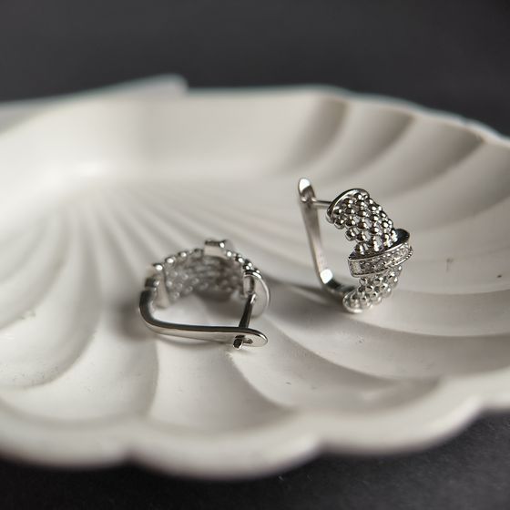 Silver Earrings with Fianites