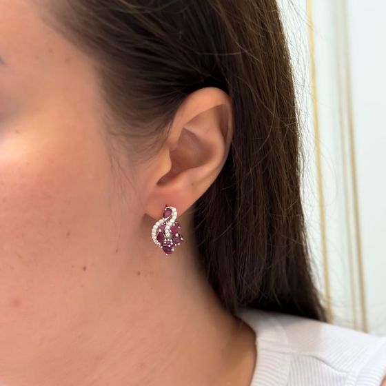 Срібні сережки з рубіном 4.384ct