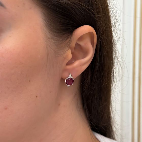 Серебряные серьги с рубином