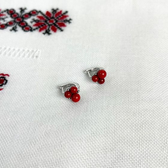 Silver earrings with coral
