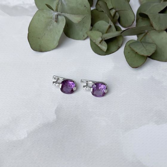 Серебряные серьги с александритом