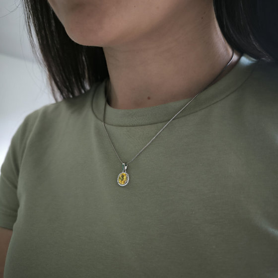 Серебряная подвеска с цитрином nano 1.344ct, фианитами