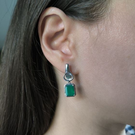 Серебряные серьги с агатом 3.688ct