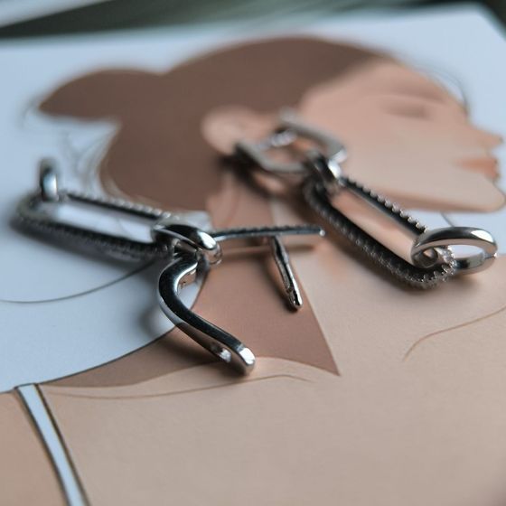 Silver Earrings with Fianites