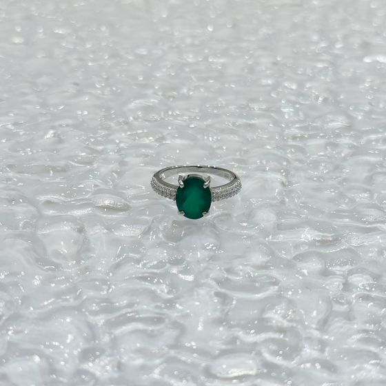 Серебряное кольцо с агатом 2.727ct, фианитами