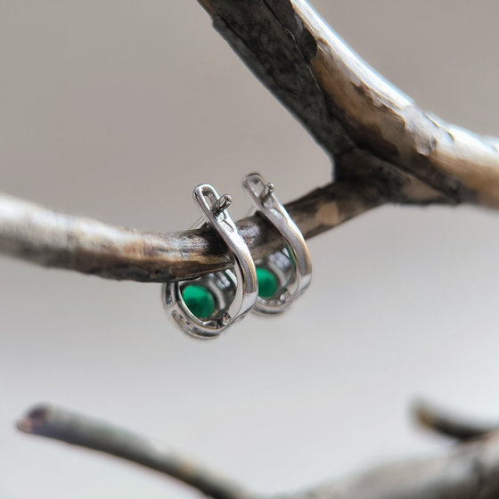 Серебряные серьги с изумрудом nano 1.722ct