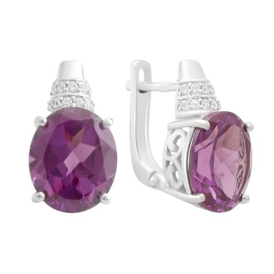 Sterling silver earrings with alexandrite 11.793ct, pianites