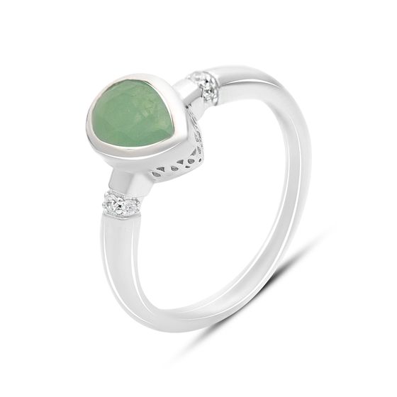 Срібна каблучка зі смарагдом 1.107ct, фіанітами