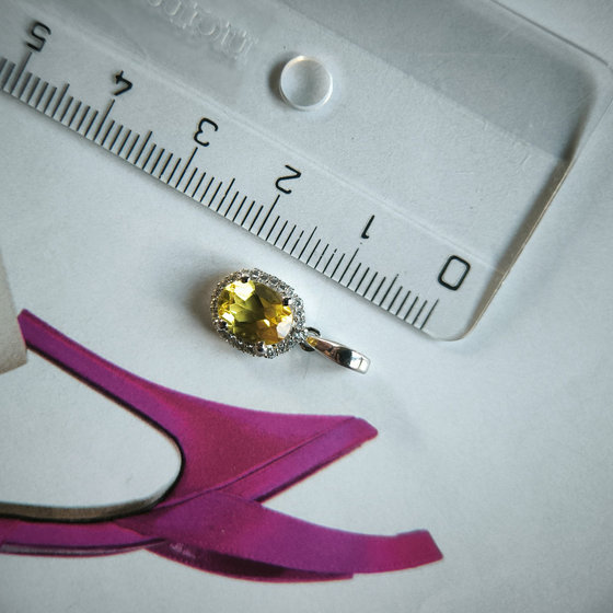 Серебряная подвеска с цитрином nano 1.344ct, фианитами