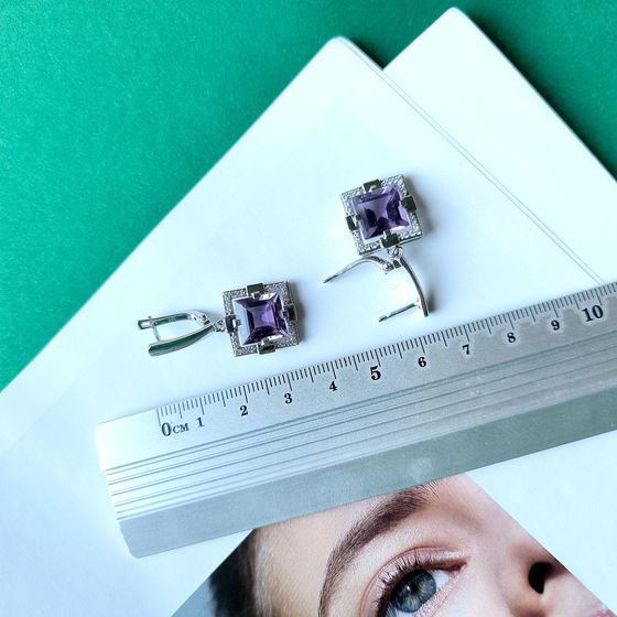Срібні сережки з аметистом 9.4ct