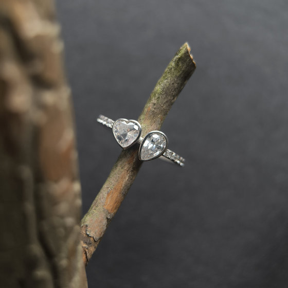 Silver ring with cubic zirconia