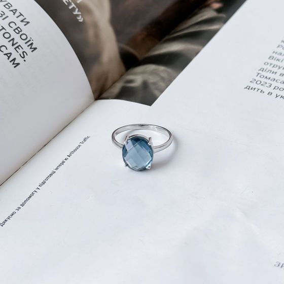 Серебряное кольцо с топазом Лондон Блю 4.038ct