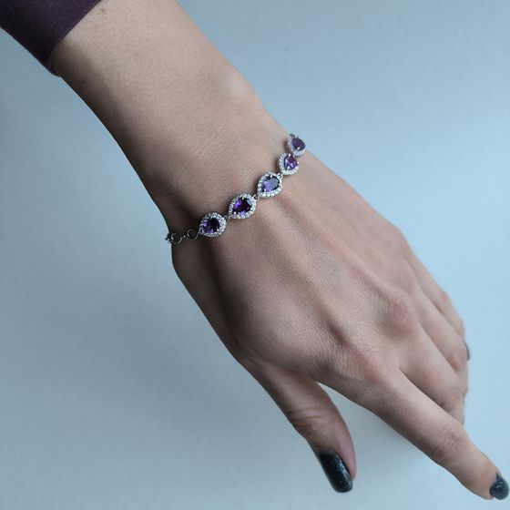 Серебряный браслет с аметистом 4.2ct