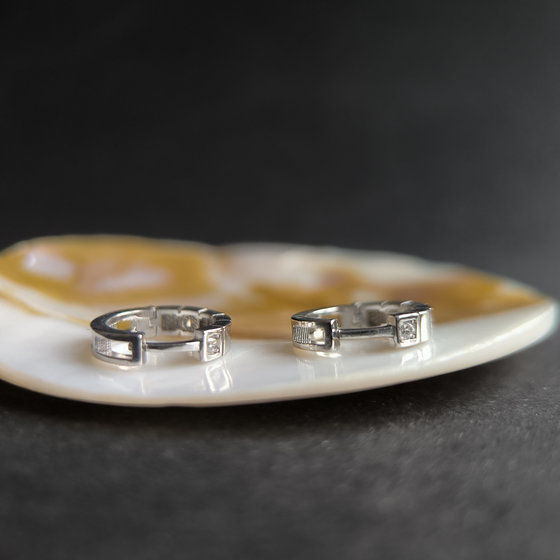 Серебряные серьги с фианитами 0.12ct