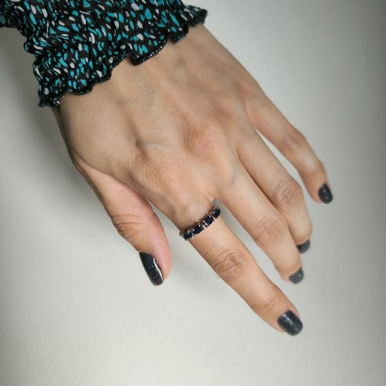 Silver ring with a sapphire