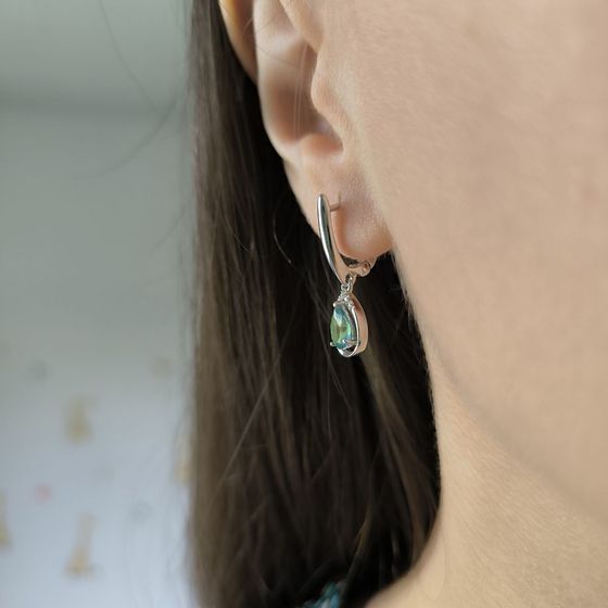 Silver Earrings with a 1.06-carat Mystic Topaz