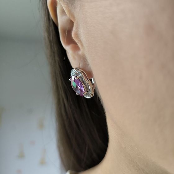 Sterling silver earrings with alexandrite 16.513ct, pianites